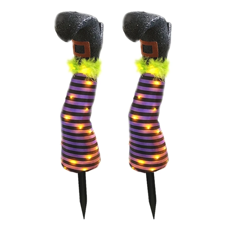 

Halloween Wicked Witch Leg Decorations Stripe LED Evil Witch Legs Light for Outdoor Haunted House