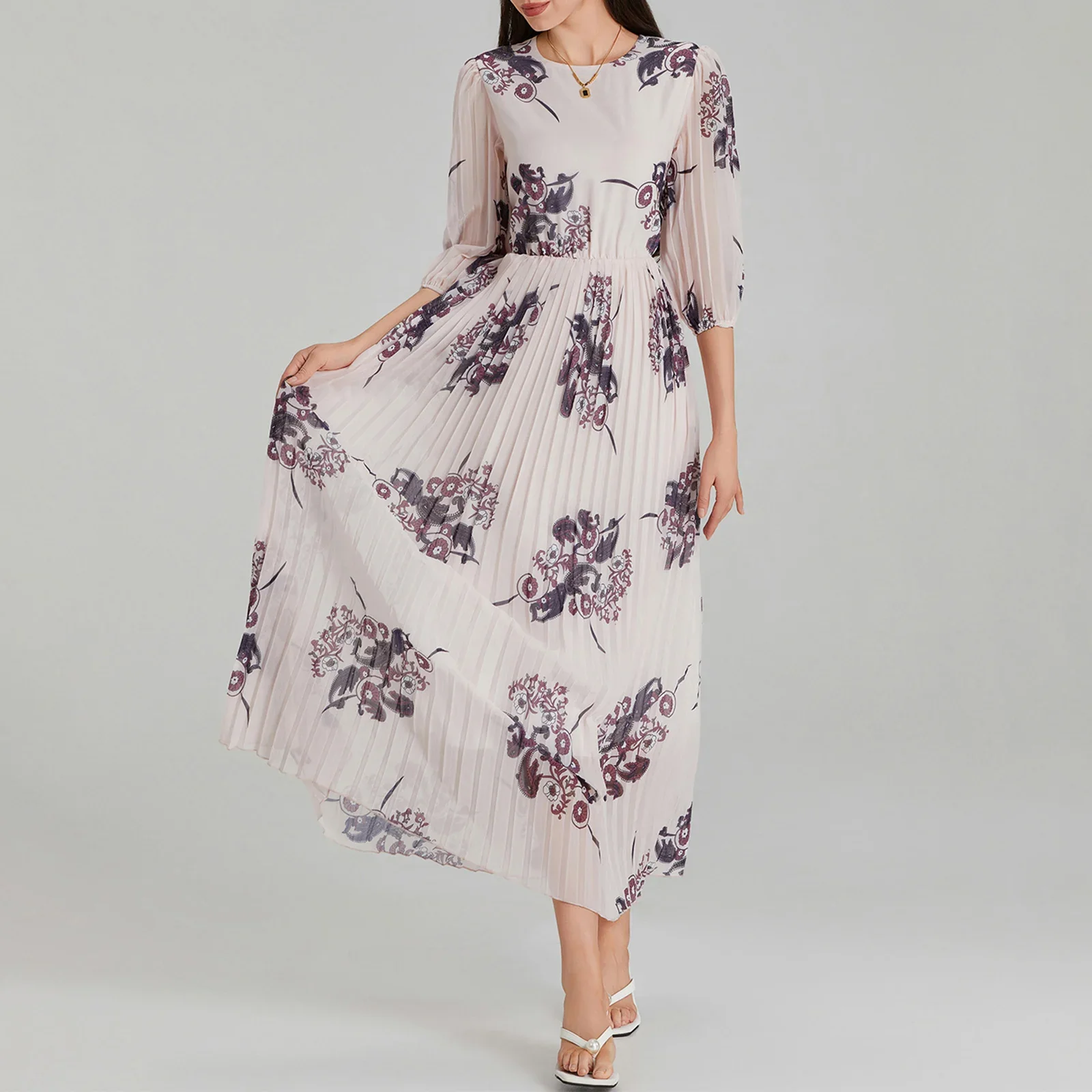 Женское модное длинное плиссированное платье элегантное трапециевидной формы с