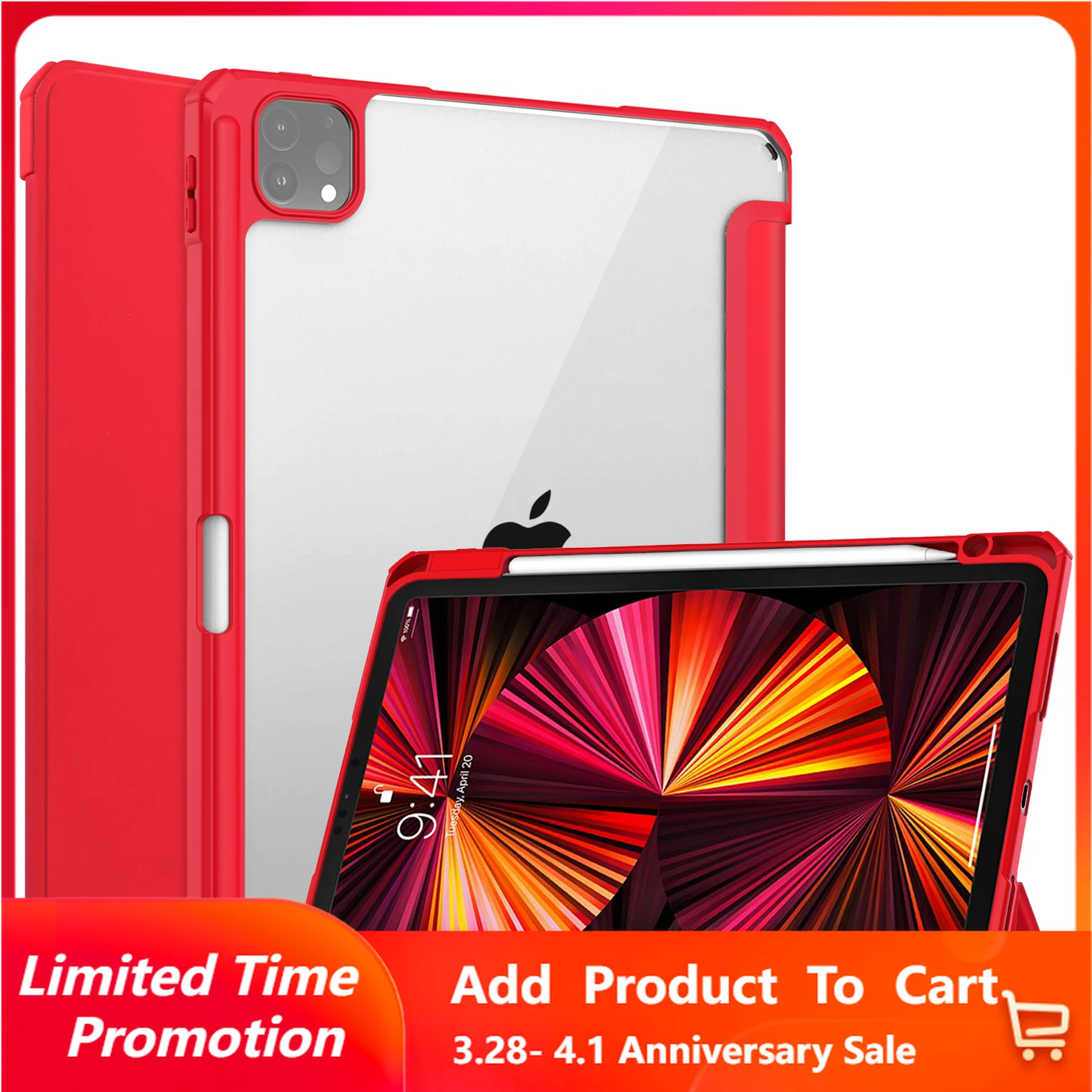 Роскошный прозрачный чехол-накладка с держателем для карандашей Apple iPad 8 10 2 Air4 9 -