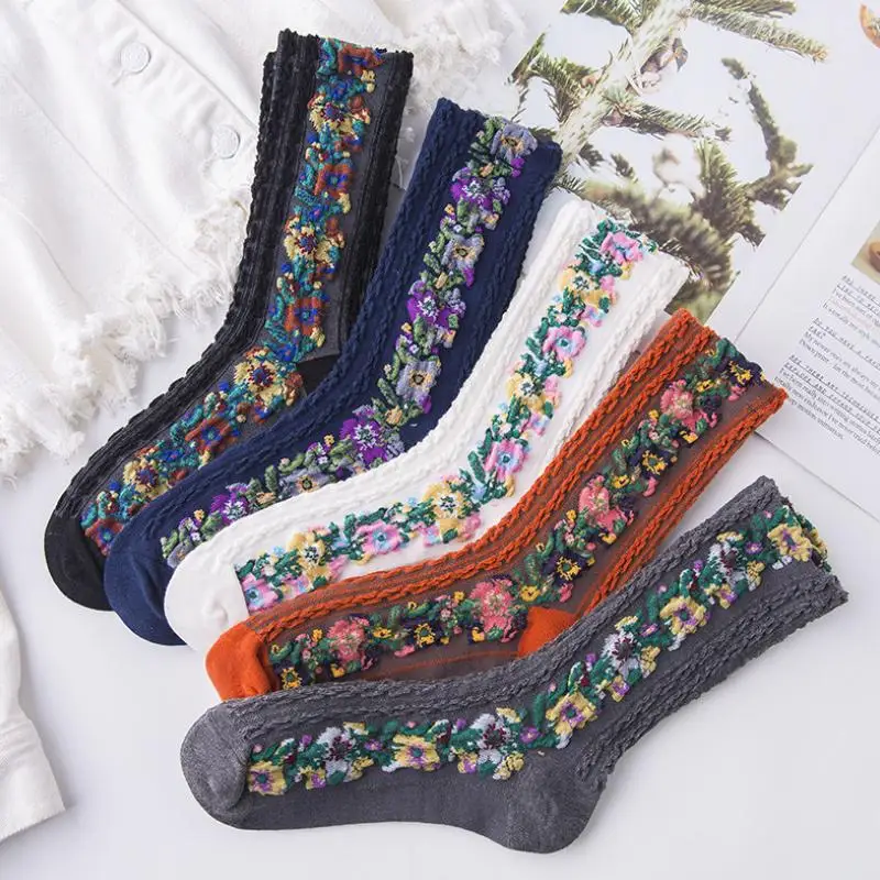 

Classical Women's Socks Flowers Dress Socks Girl's Famale Cute Socks Winter Warm Socks Socks for Women Fashion Cute Socks