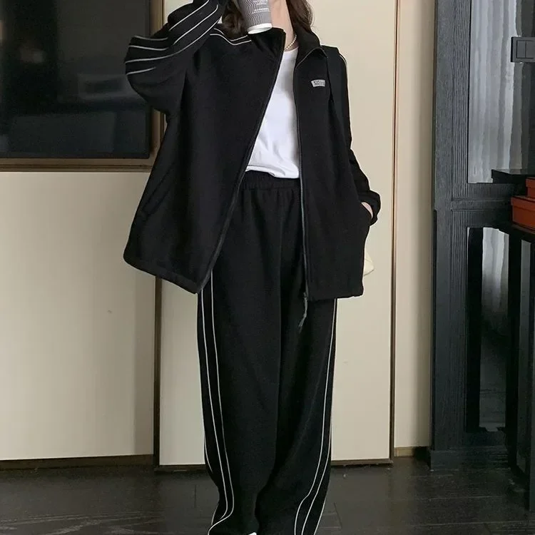 Весенне-осенний повседневный модный женский спортивный костюм пальто-стойка и