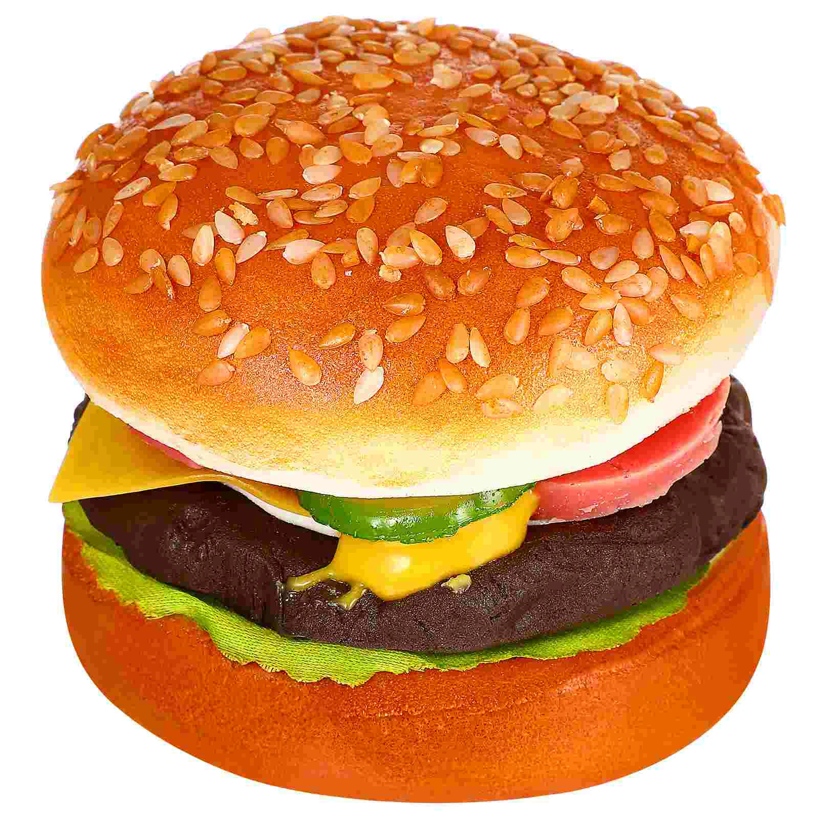 

Simulation Beef Burger Fake Bread Display Models Decors Photography Props Vegetable Food PU Burgers Lovely Child