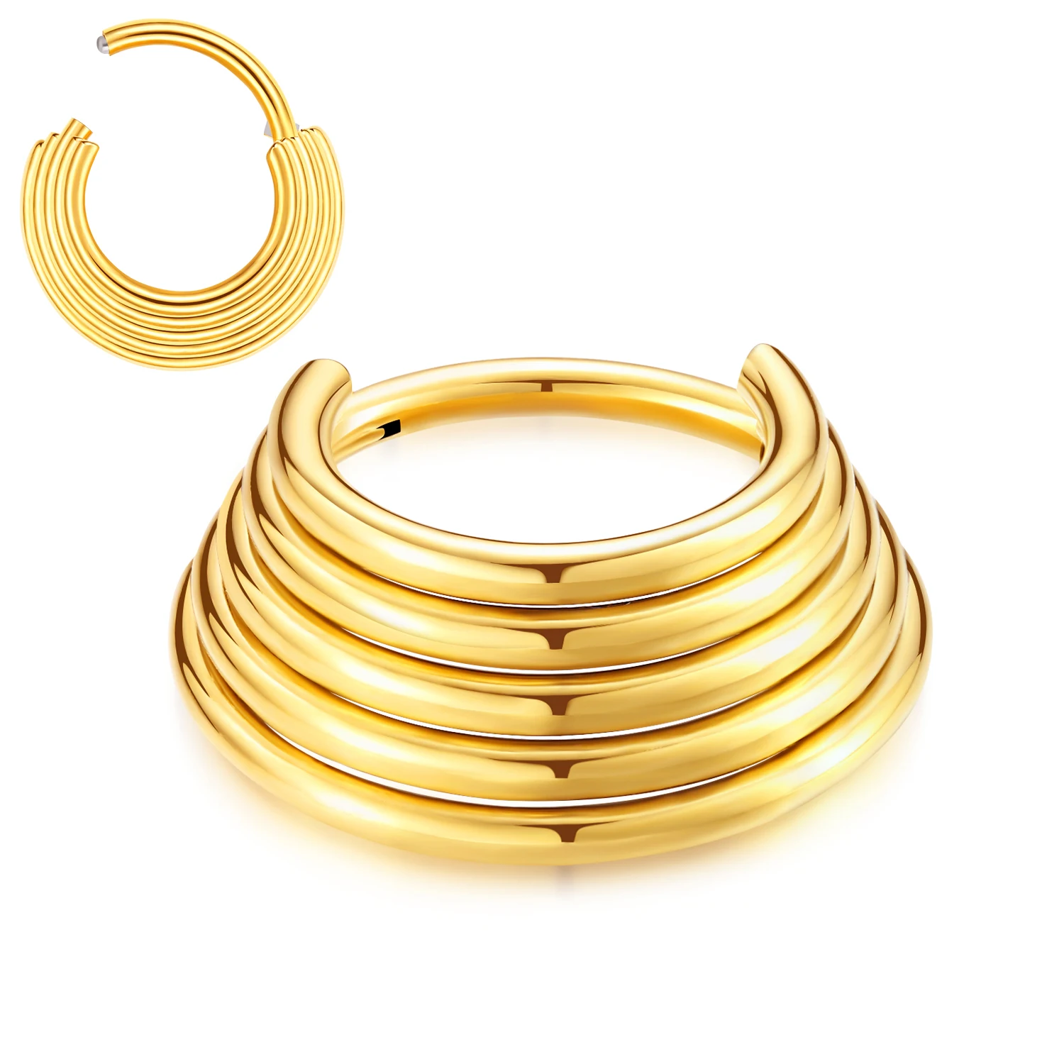 

VOJO 16G HOOP Hinged Septum Clicker Ring Daith Earrings 316L Stainless Steel Hypoallergenic Piercing Jewelry