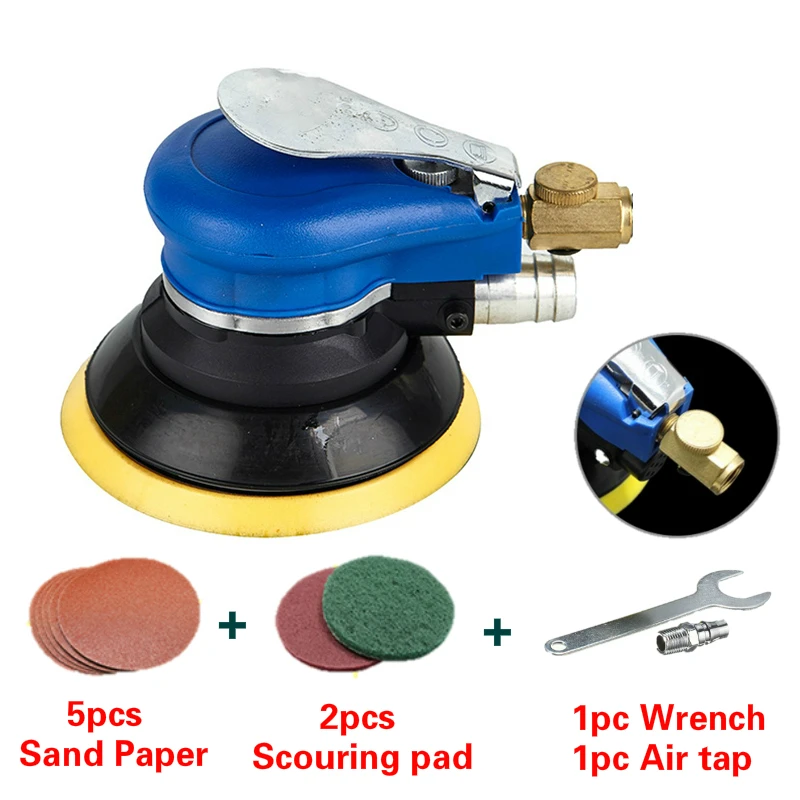

5" Non-vacuum Matte Surface Circular Pneumatic Sandpaper Random Orbital Air Sander Polished Grinding Machine Palm Tools