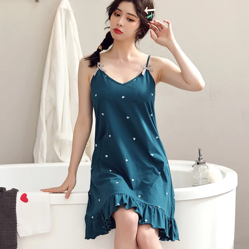 

Clothes Nightwear Spaghetti Nighty Night Strap Sexy Home Sleepwear Sleeveless Cotton Size Dress Nightgown Sleepshirts Plus Women