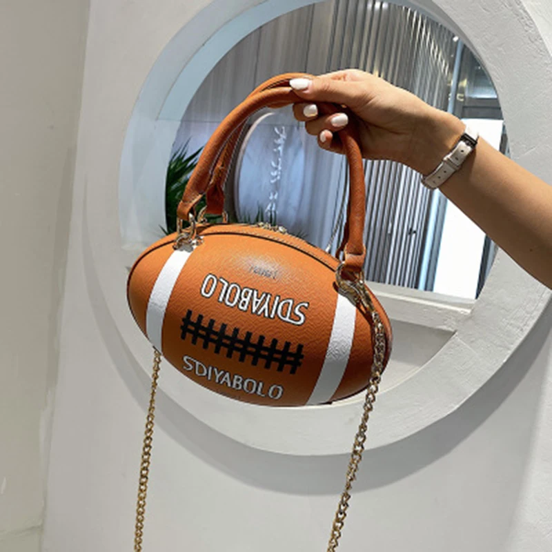 

Fashion Rugby Shape PU Women Daily Handbag Girl Purse Luxury Small Novelty Funny Clutch Shoulder Bag Crossbody Bag