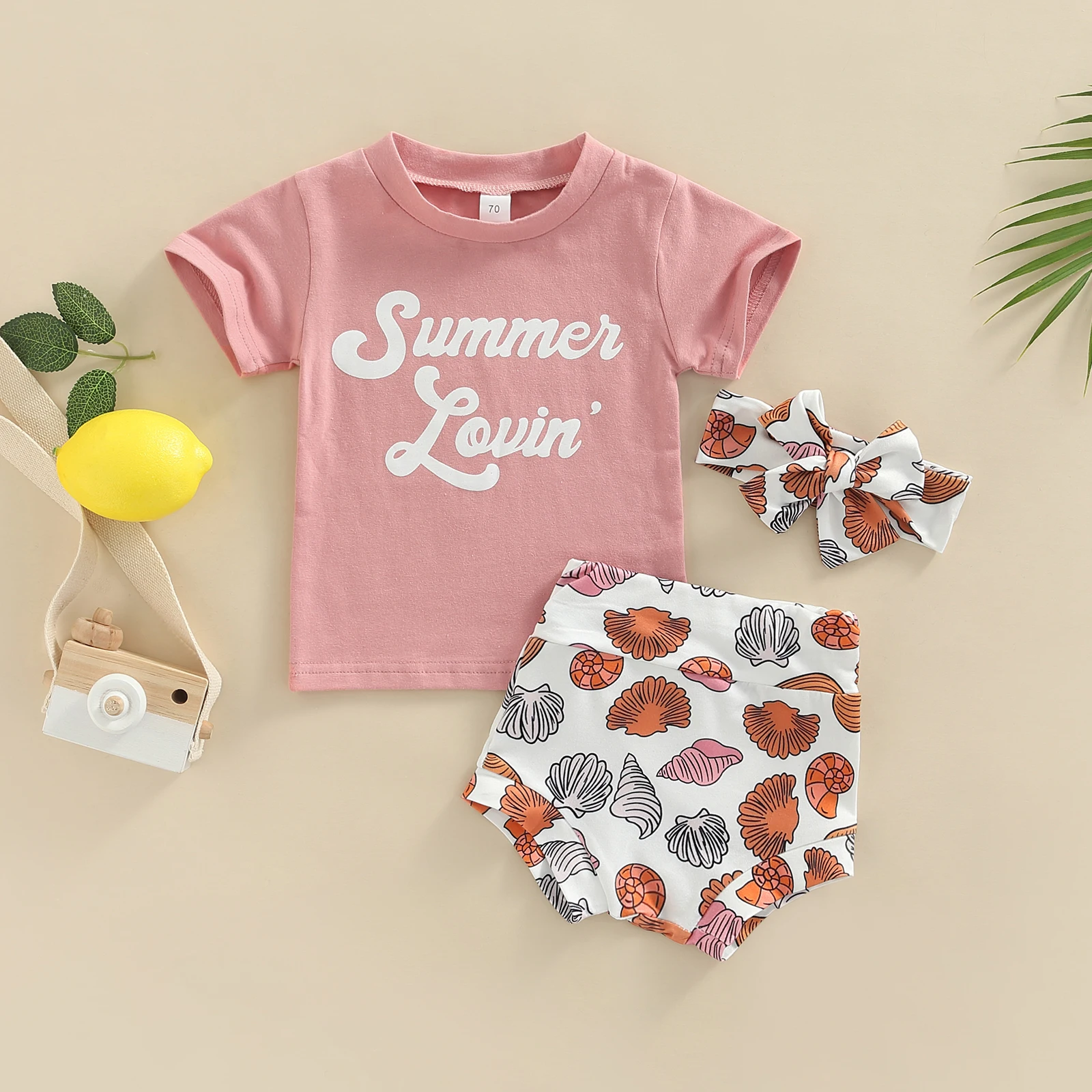 

Ma&Baby 0-24M Newborn Infant Baby Girls Clothes Set Letter T-shirt Shell Print Shorts Headband Summer Outfits D01