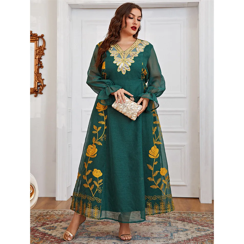 Исламский кафтан, Абайи, женское этническое длинное платье с вышивкой, вечернее платье, Ближний Восток, арабский марокканский джалабия, мус...
