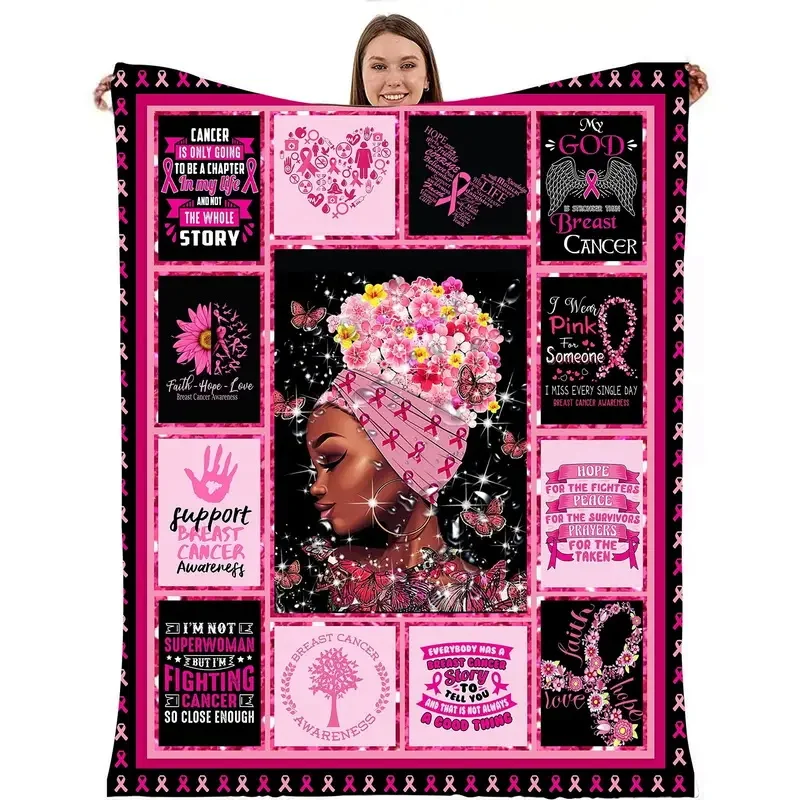 

Одеяло для осведомленности о раке Молочной Железы Для Женщин, подарки для химиотерапии, друзей, выживших после рака, розовая лента, диван, кровать, диван