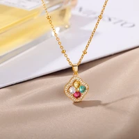 fashion lucky four leaf clover necklace for women stainless steel chain magnet love heart pendant choker jewelry wholesale