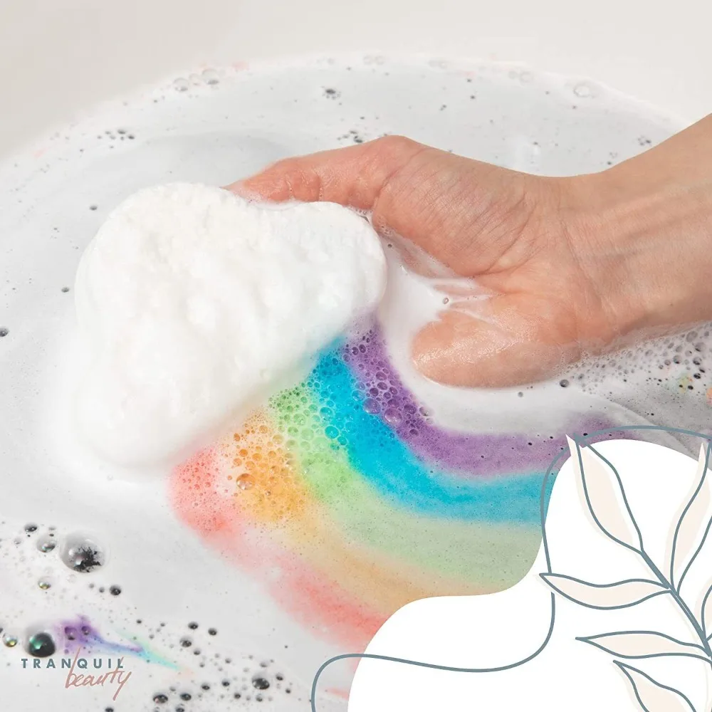 

Rainbow Cloud Bath Bomb Useful 110g Exfoliating Moisturize Bath Salt Ball Dry Skin Colorful Sea Salt Massage Brush