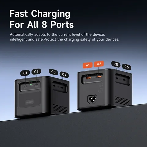 Зарядное устройство Hagibis 380 Вт USB C, 8-портовая зарядная станция GaN Type C PD 3,1, двойное быстрое зарядное устройство 140 Вт для MacBook iPhone Dell XPS Samsung