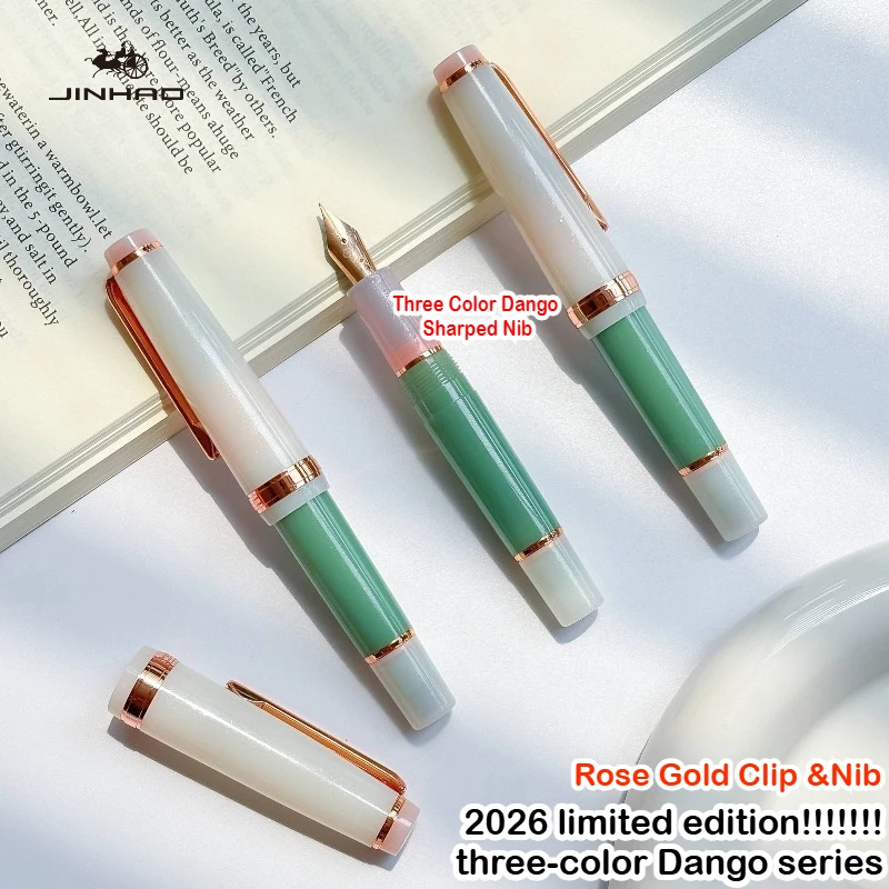 Фото Ручка-фонтан JINHAO 82 MINI с трехцветным корпусом и клипом из розового золота, лимитированная серия, для школы и офиса, канцелярские принадлежности №2