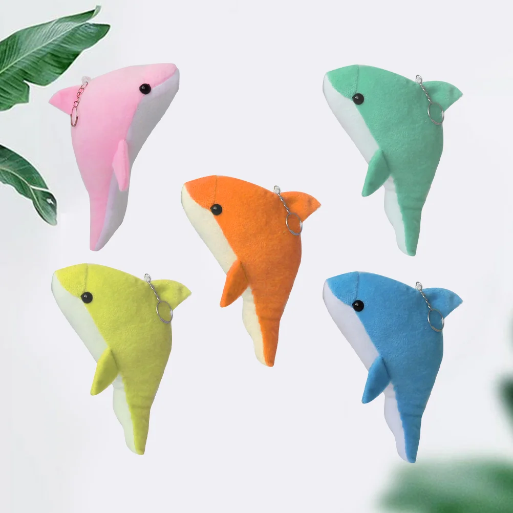

5Pcs 18cm Adorable Dolphin Shape Plush Pendant Activity Gift Toy Decoration Pendant (Random Color)