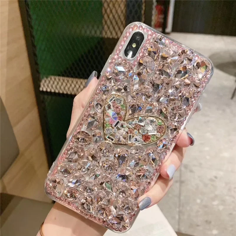 Чехлы для телефонов со стразами Iphone 15 Pro 14 13 12 11Pro Max XS XR X Funda Clear Diamond Phone Back Coque 6 7 8 Plus