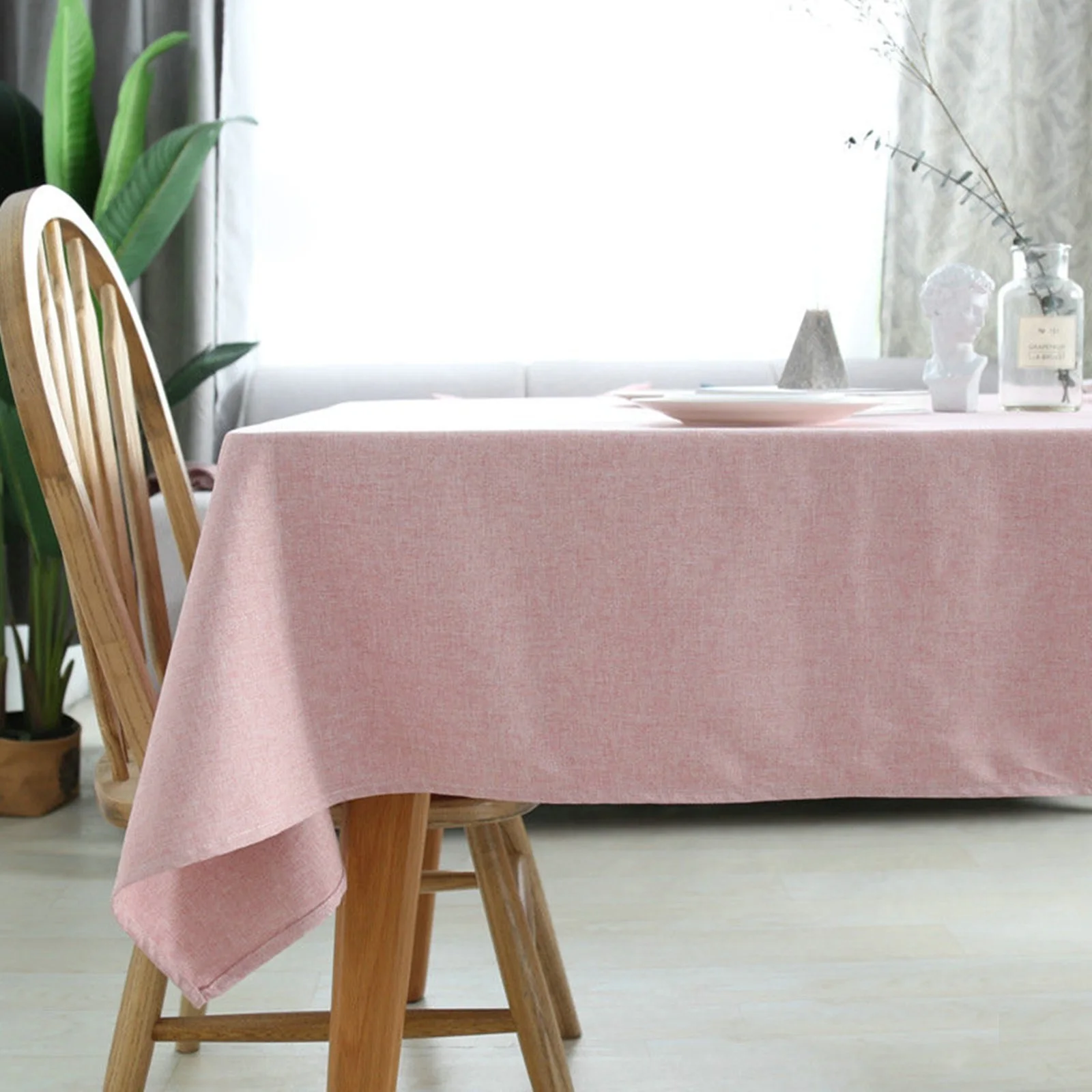 

Polyester Tablecloths, Waterproof Table Covers Pure Color Simplicity Pink Dining Table Coffee Table Deco