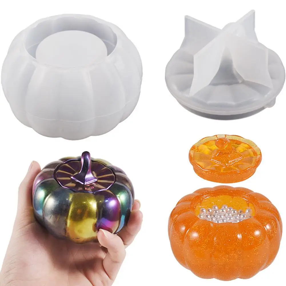 

3D Pumpkin Storage Box Silicone Mold DIY Handmade Epoxy Molds Supplies Candle Home Jar Decor Casting Resin Plaster Concrete E8A2