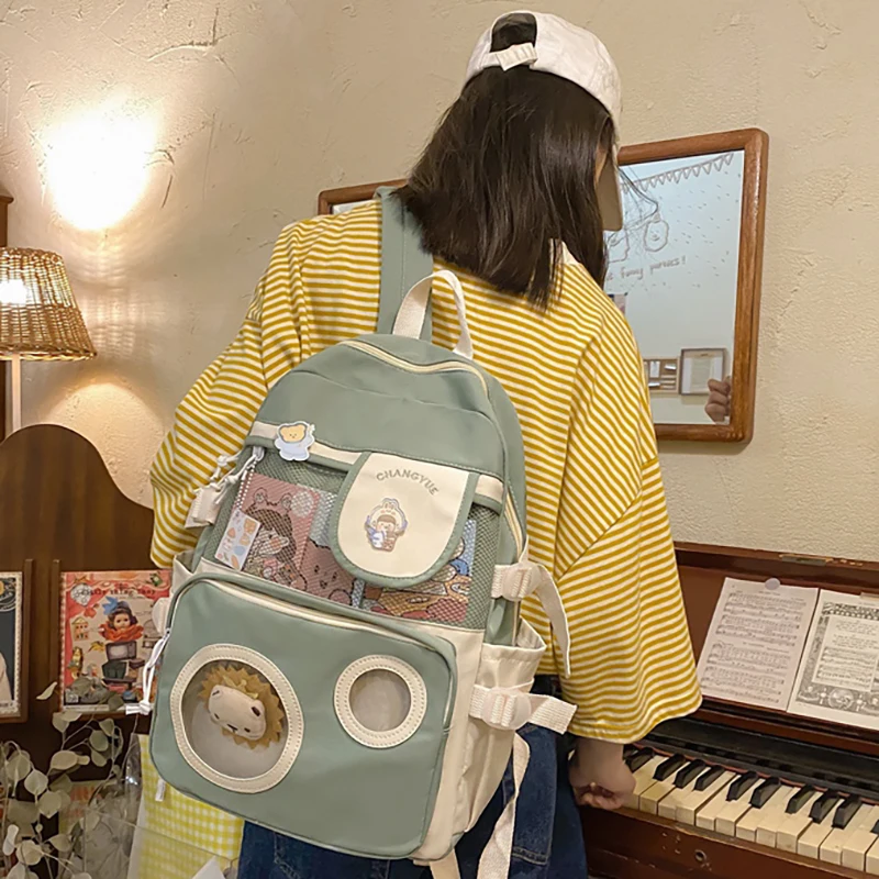 

Милый водонепроницаемый рюкзак для девушек, прочный нейлоновый рюкзак для студентов, однотонный вместительный школьный ранец, легкая Женс...