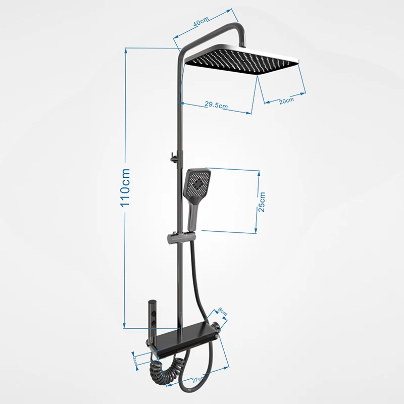Серый душевой набор с цифровым дисплеем усилитель для ванной комнаты насадка