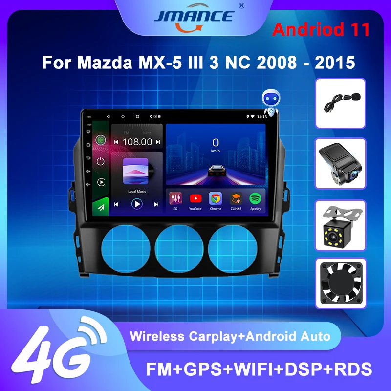 

JMANCE For Mazda MX-5 MX5 III 3 NC Miata 2008-2015 QLED Car Radio Android Multimedia Video Player Auto Navigation GPS 2din DVD