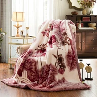 double layer winter thicken raschel plush weighted blanket for double bed warm heavy fluffy soft flowers printed throw blankets