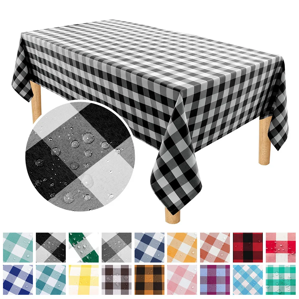 

Simple Square Plaid Waterproof Tablecloth Household Kitchen Table Decor Accessories Rectangular Tablecloth Wedding Decor Mantel