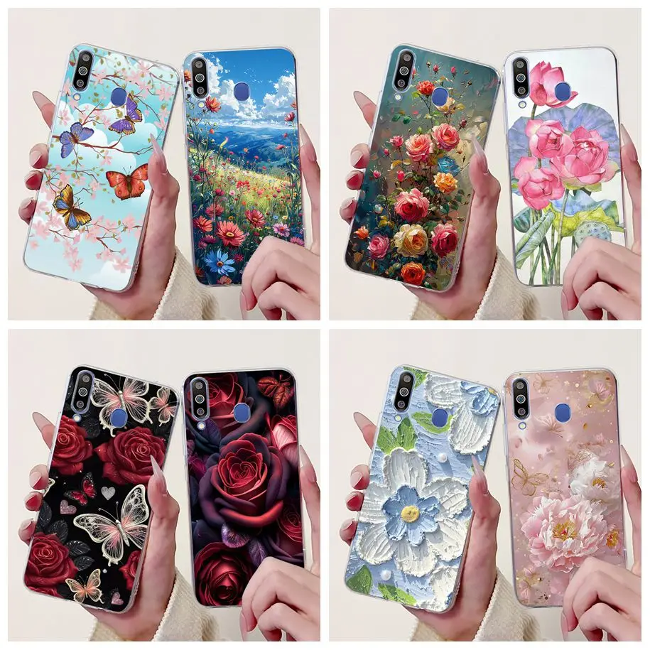 Фото Чехол для Samsung Galaxy M30 M20 M10 SM-M305F SM-M205F SM-M105F, популярные чехлы для телефонов с цветочным принтом для Samsung M30 GalaxyM30, бампер №1