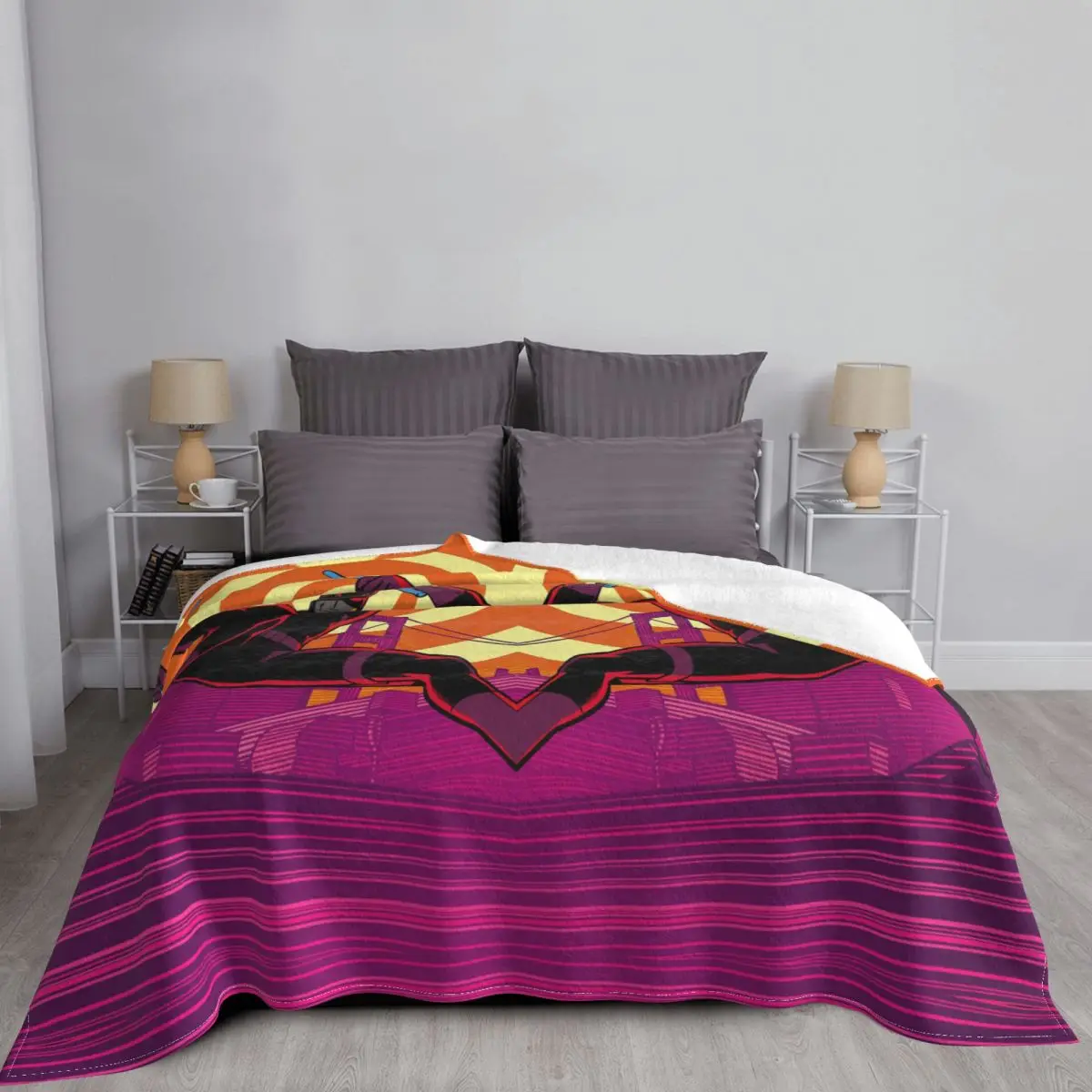 Одеяло Marvel Daredevil флисовое плюшевое летнее дышащее легкое клетчатое фиолетовое