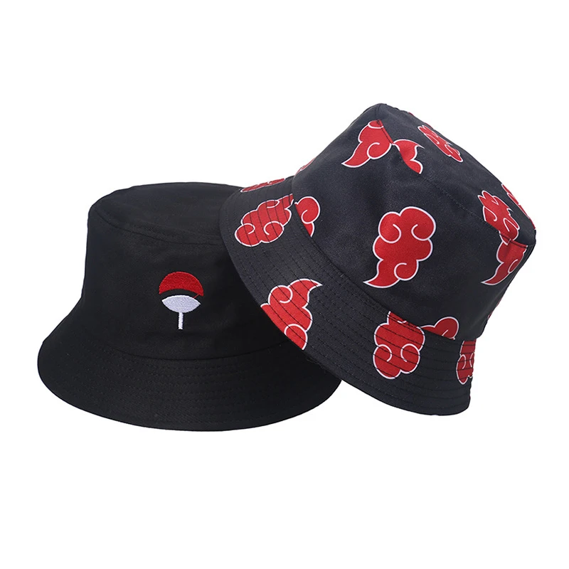 

Naruto Hat Anime Akatsuki Uchiha Itachi Sasuke Cosplay Red Cloud Logo Printed Summer Sun Hat