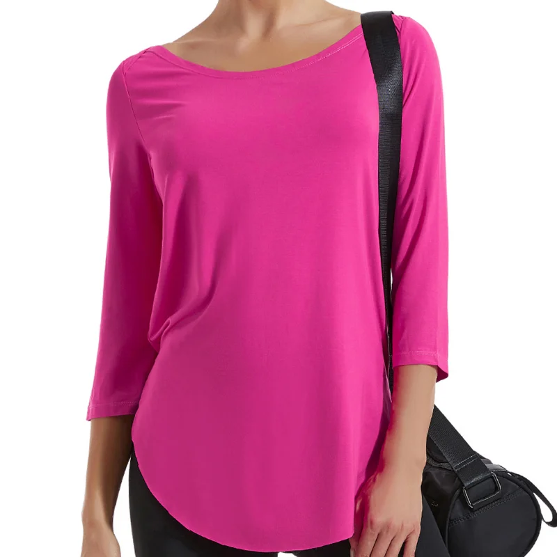 Women's Sports Tops Cropped Sleeves New Loose Soft Fitness Yoga T-Shirt Breathable Running Quick Dry Fitness Wear Sportswear