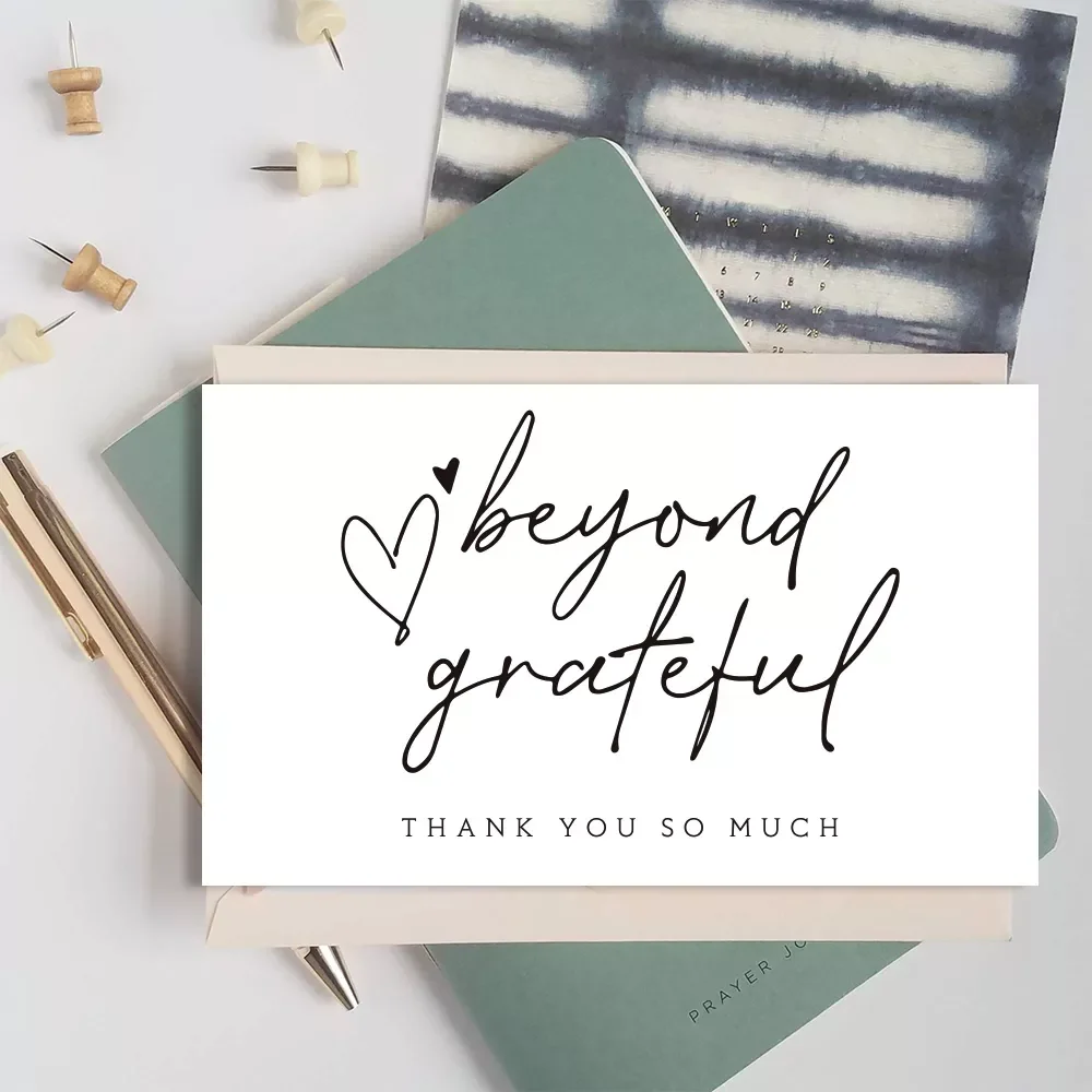 

30Pcs/Pack white Thank You Card Labels With Beyond Grateful Card For Supporting My Small Business Decoration Gift Greeting Card