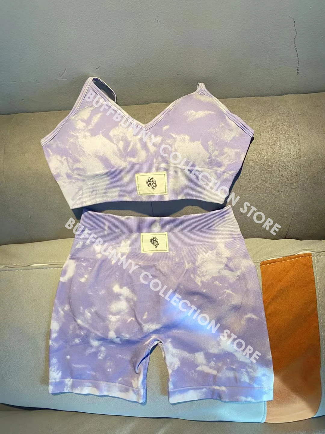 Darc Sports Bra Women Blue Tie Dye Seamless Tight Sports High Quality Summer Pants Yoga Fitness Bra Gym Crossfit Workout Shorts