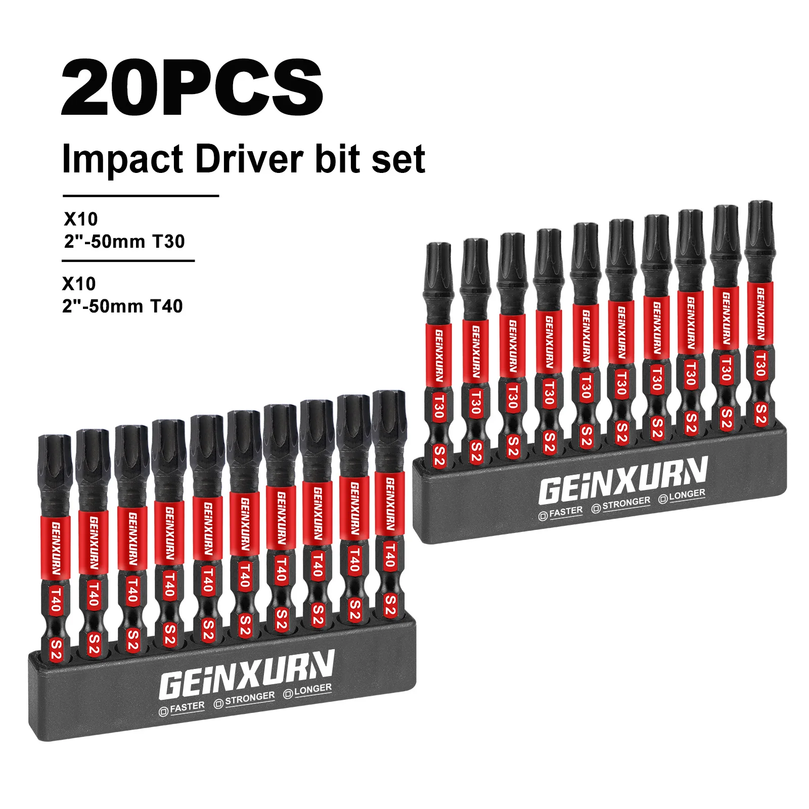 

Набор Магнитных Отверток Geinxurn 2-в-1 (Torx T30/T40) Из Легированной Стали S2 С Держателем Бит 3 Дюйма