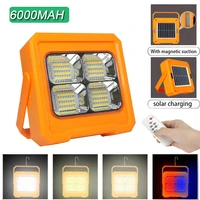 6000mah rechargeable solar light 124 leds outdoor portable led tent lights built in battery floodlight stand magnetic work lamp