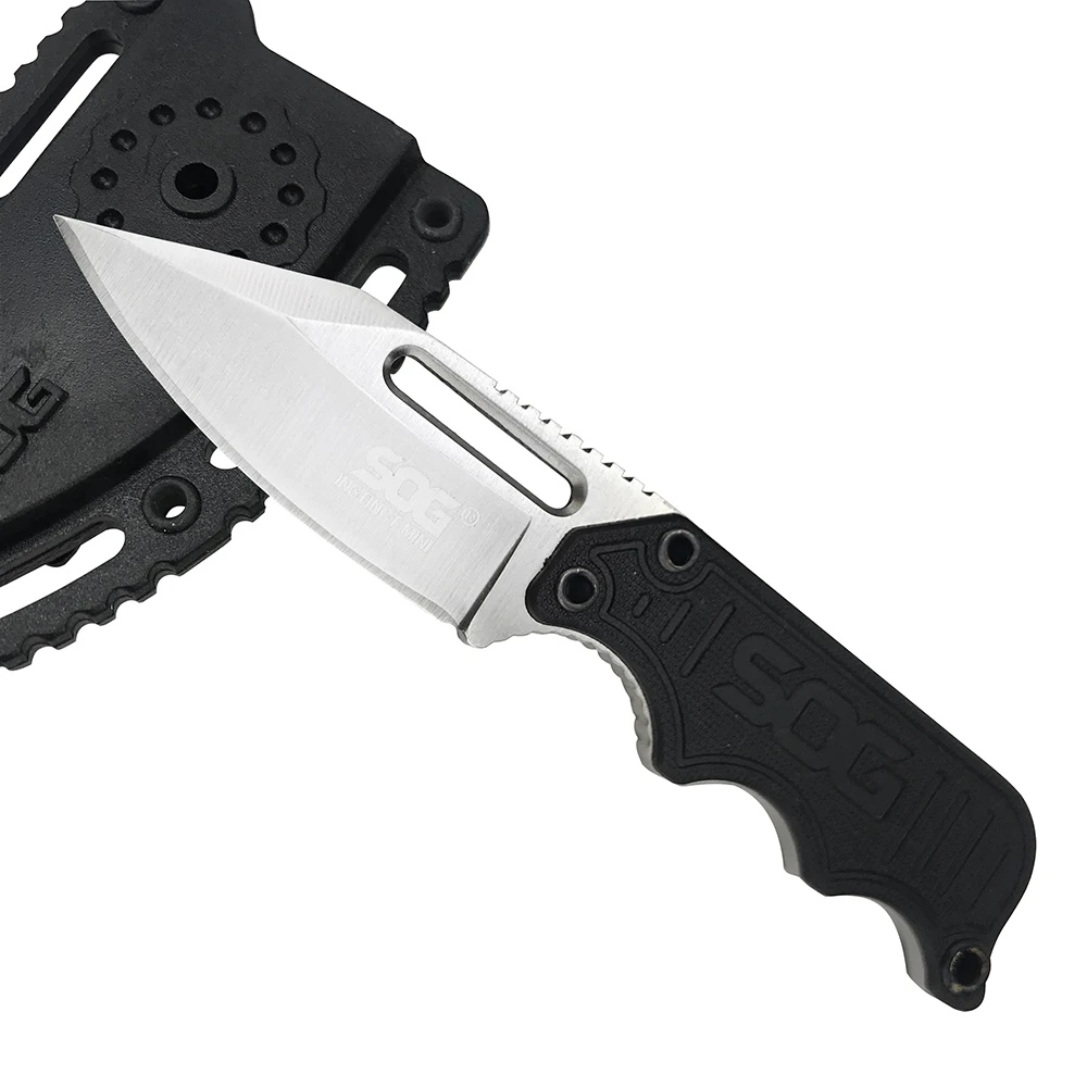 

SOG Mini EDC Fixed Blade Knife Neck Chain Knife Self Defense Hunting Jackknife Survival G10 Handle Tactical Knife 5Cr15MoV Blade