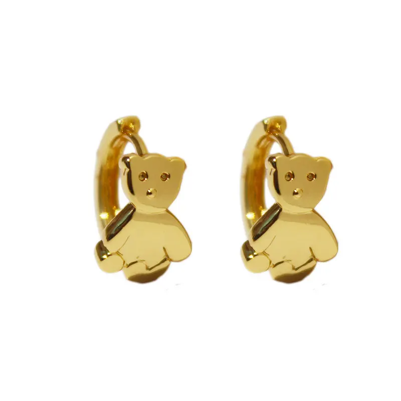 

Bears Earrings for Women 2021 Korea Fashion Hoops Jewelry Woman Hoop Small Earring Gold Plated Filled Bijouterie Female Piercing