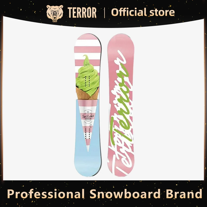 

TERROR Snowboard Men Women An Ice Cream Pattern Stylish FLAT Pink Board Designed for Snowboarding Enthusiasts At Ski Resorts