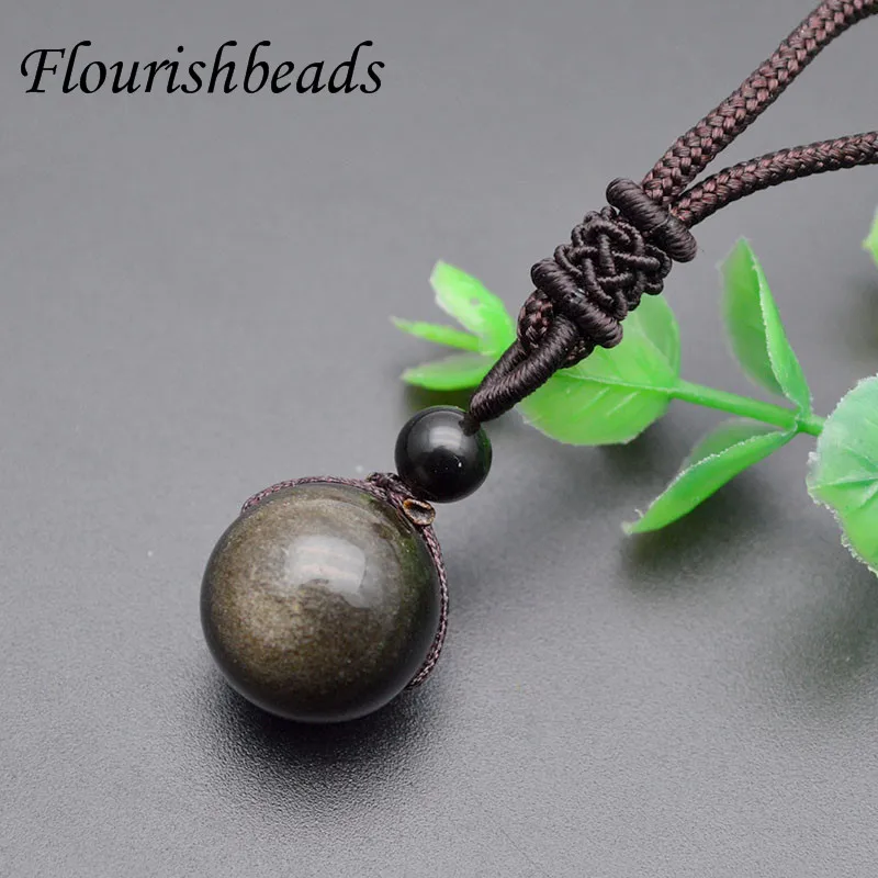 Ожерелье с подвеской из натурального черного обсидиана 10 шт./лот 16 мм | Ожерелья