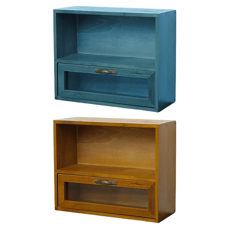 

Jewelry Organizer Rack Wood Storage Case with 1 Drawer for Stationary Cosmetics