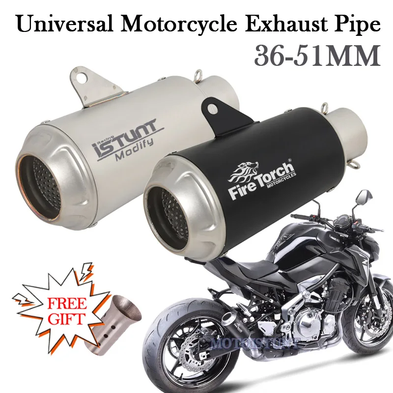 

FIRE TORCH Slip-On Motorcycle Escape Muffler Modified Exhaust Pipe 51MM DB Killer For KTM390 790 GSX 250R Z900 RS BK750 Ninja400