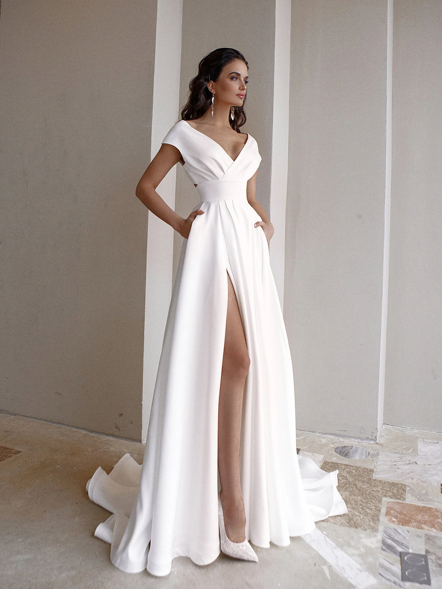 

Casual elegant slim sexy dress, Summer Women's Sexy New Product V-Neck Solid Dress Floor length Dress2023