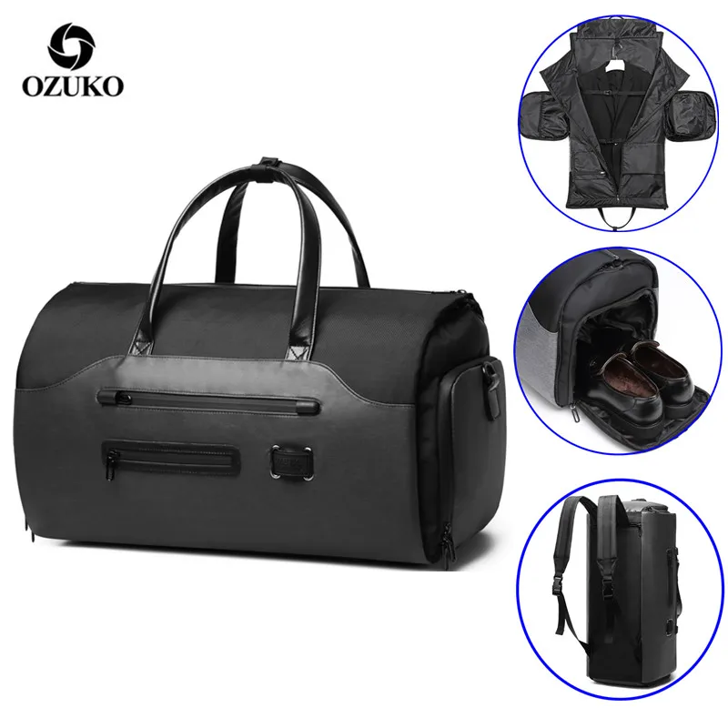 

OZUKO Travel Bag Multifunction Men Suit Storage Large Capacity Luggage Handbag Male Waterproof Travel Duffel Bag Shoes Pocket