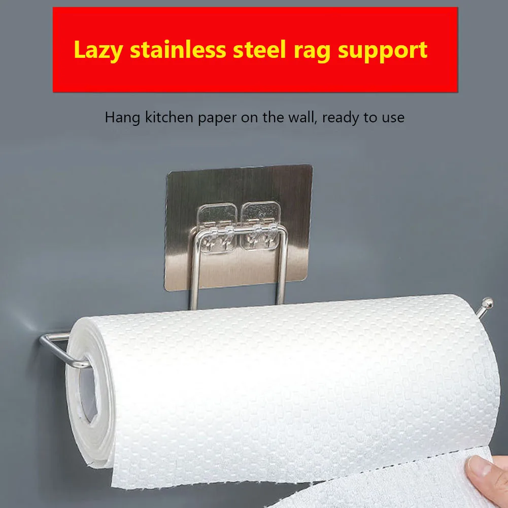 

Stainless Steel Paper Towel Holder Rack Toilet Kitchen Roll Paper Holder Self-adhesive Kitchen Toliet Accessories New