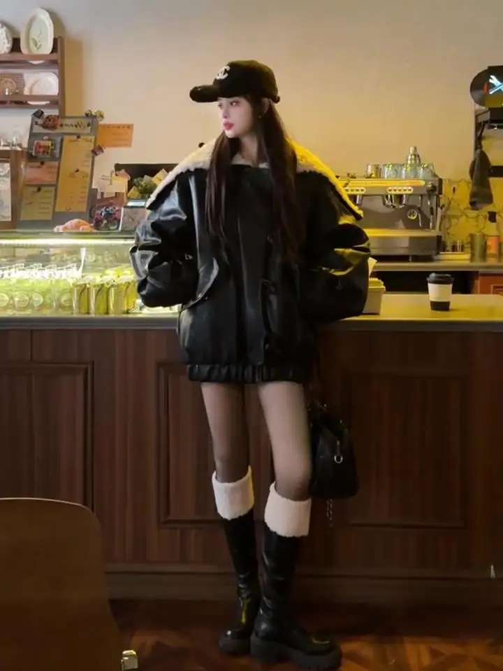 [Очень закажите очень модель оригинала] кожаное пальто верхняя одежда для женщин