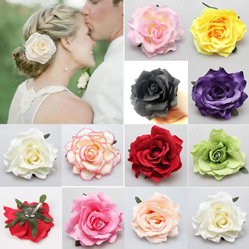 

Brooch Wedding Party Hair Accessories Rose Flower Hairpin Brooch Bridal Wedding Beach Party Artificial Rose Hair Clip