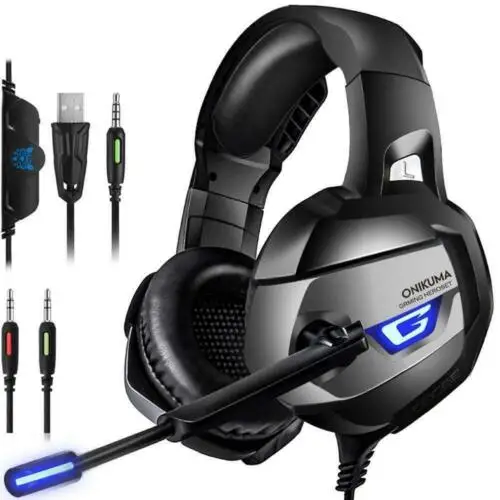 

Игровая гарнитура для Xbox One Switch PS4 3,5 мм, игровые наушники ONIKUMA MIC Black