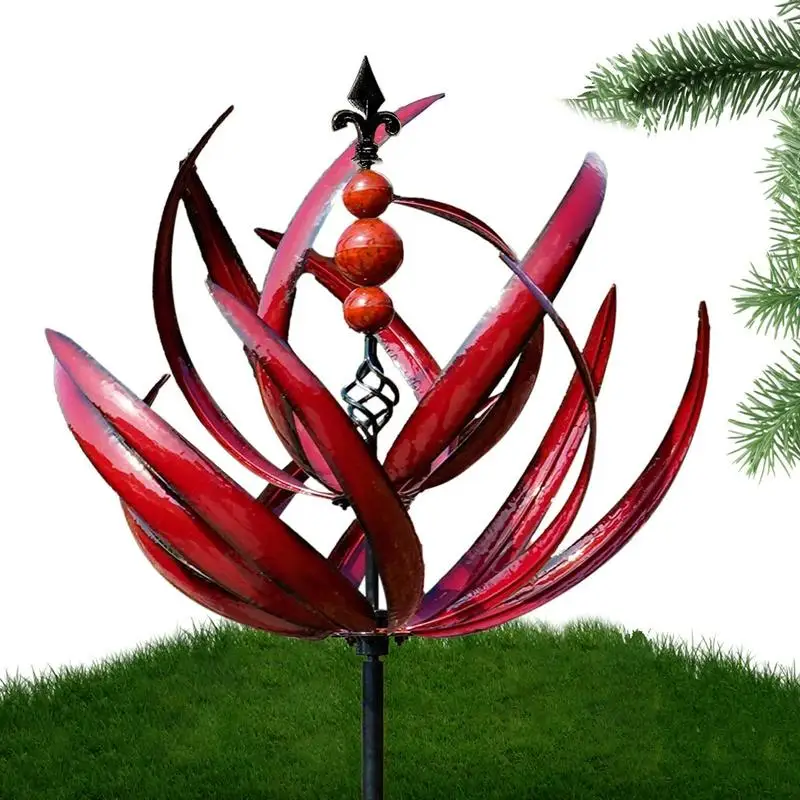 

Wind Garden Spinners 360 Degree Rotatable Metal UV Resistant Lotus Stakes For Lawns Patio Windmill Outdoor Yard Art Accessories