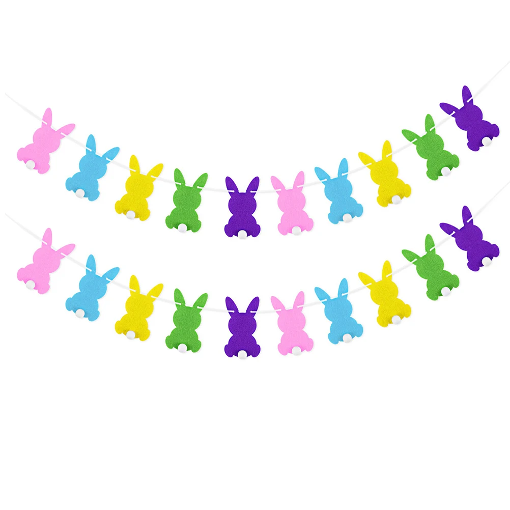 

2pcs Easter Buntings Festive Decors Easter Hanging Flags Decorative Buntings for Festival Party Easter