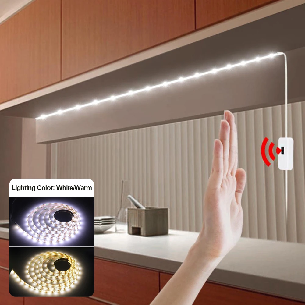 

Waterproof USB Smart Motion Sensor LED Light Strip Hand Scan Night Light Strip Tape Bedroom Kitchen Home Wardrobe Decor