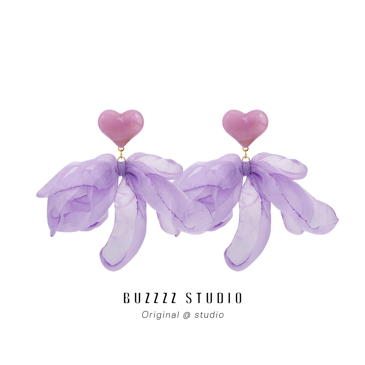 Buzz Elegant Purple Flower Love Earrings Girly Heart High-Grade Temperament Sweet Fairy Ear Clip